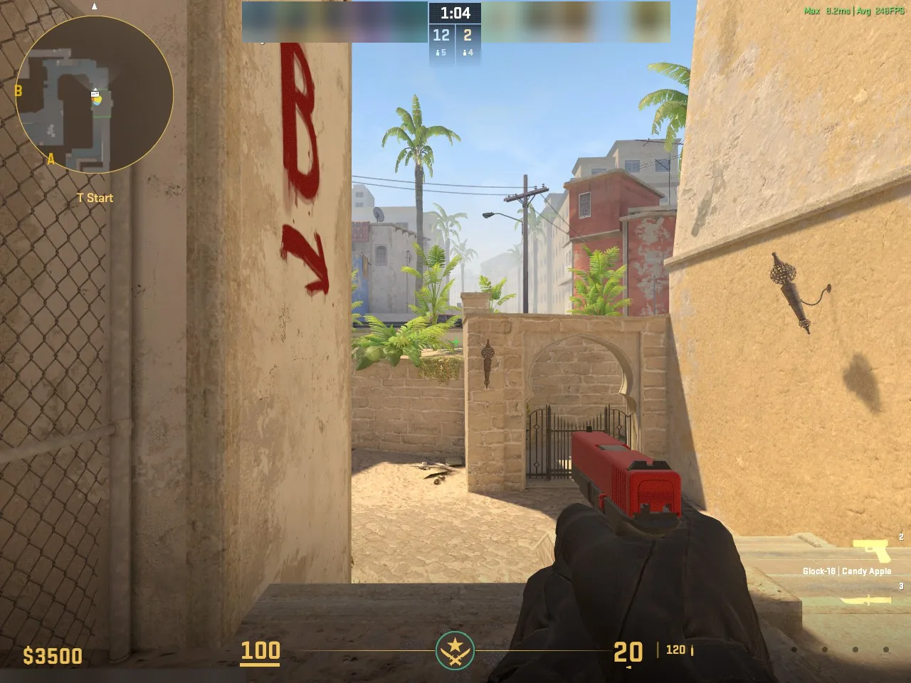 A live round on Dust II from T Start, the bare game